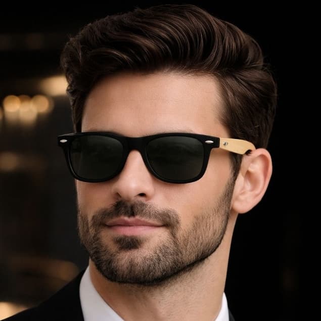 Óculos de Sol Masculino Polarizado Madeira Bambu Original Clássico