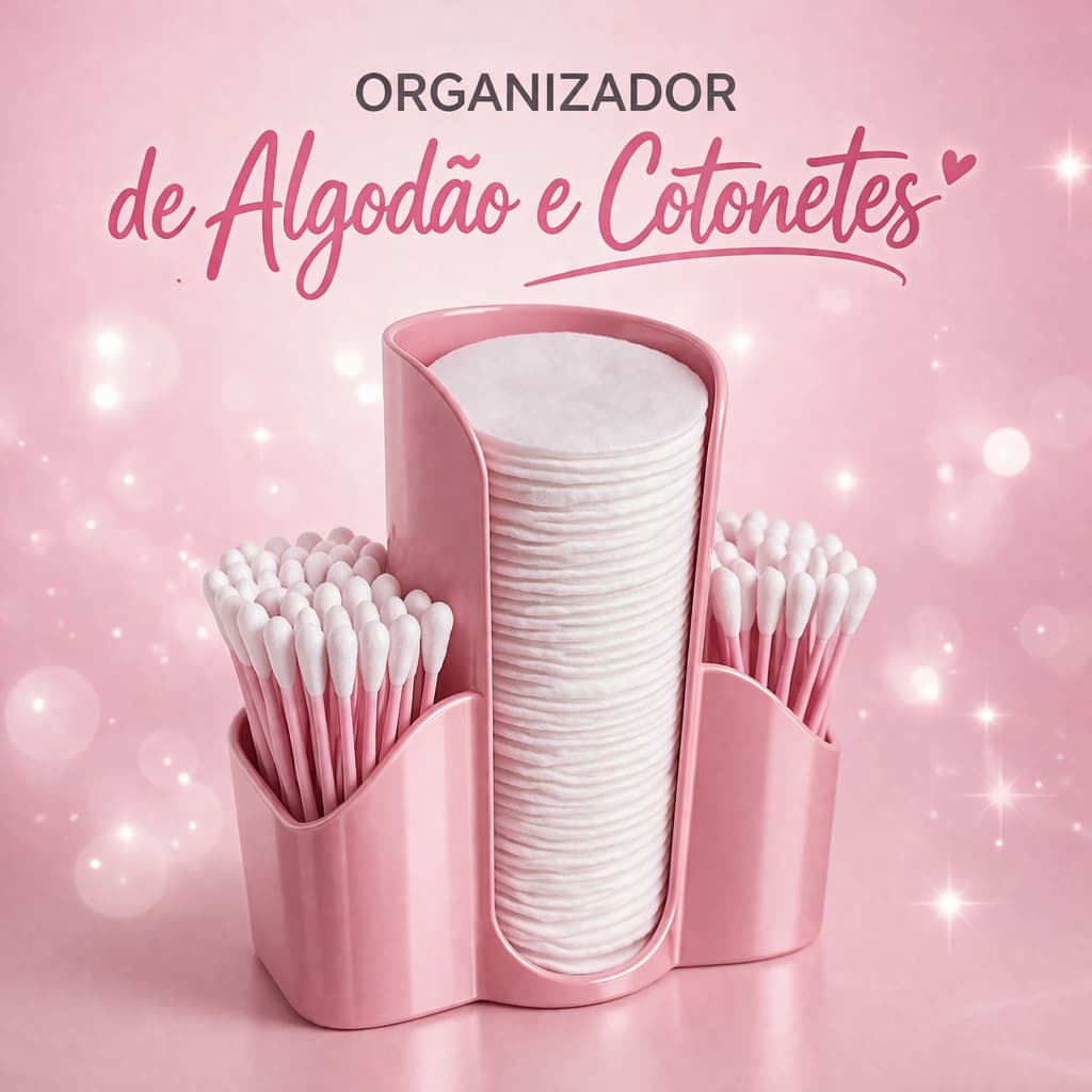 Porta Algodão e Cotonete Organizador Banheiro Porta Maquiagem Compacto Luxo 3D Decoração Lavabo comoda