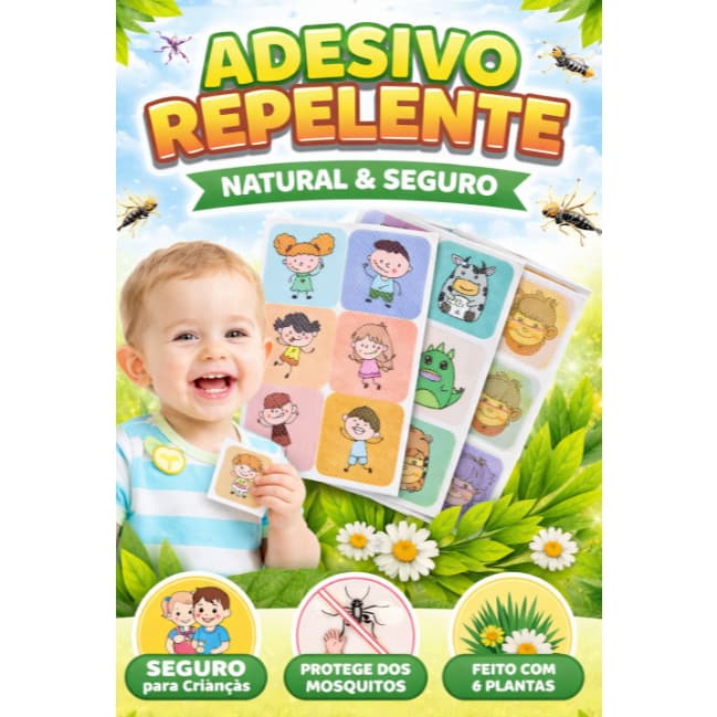 Adesivo Repelente Infantil Natural Citronela– Proteção Contra Mosquitos | Seguro para Crianças