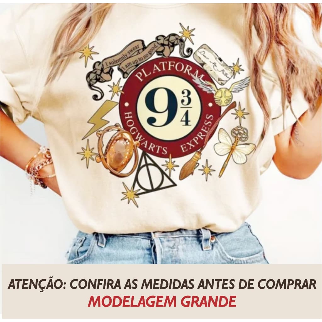 Camisa Harry Potter Universo Camiseta Blusa Básica Algodão Plataforma 9 3/4