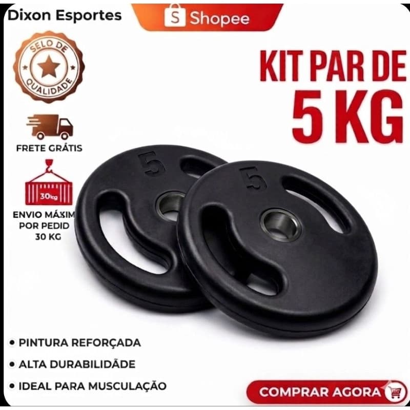 Par Anilhas 5kg pintadas(2×5kg) Academia Musculação Treinos  Envio Imediato
