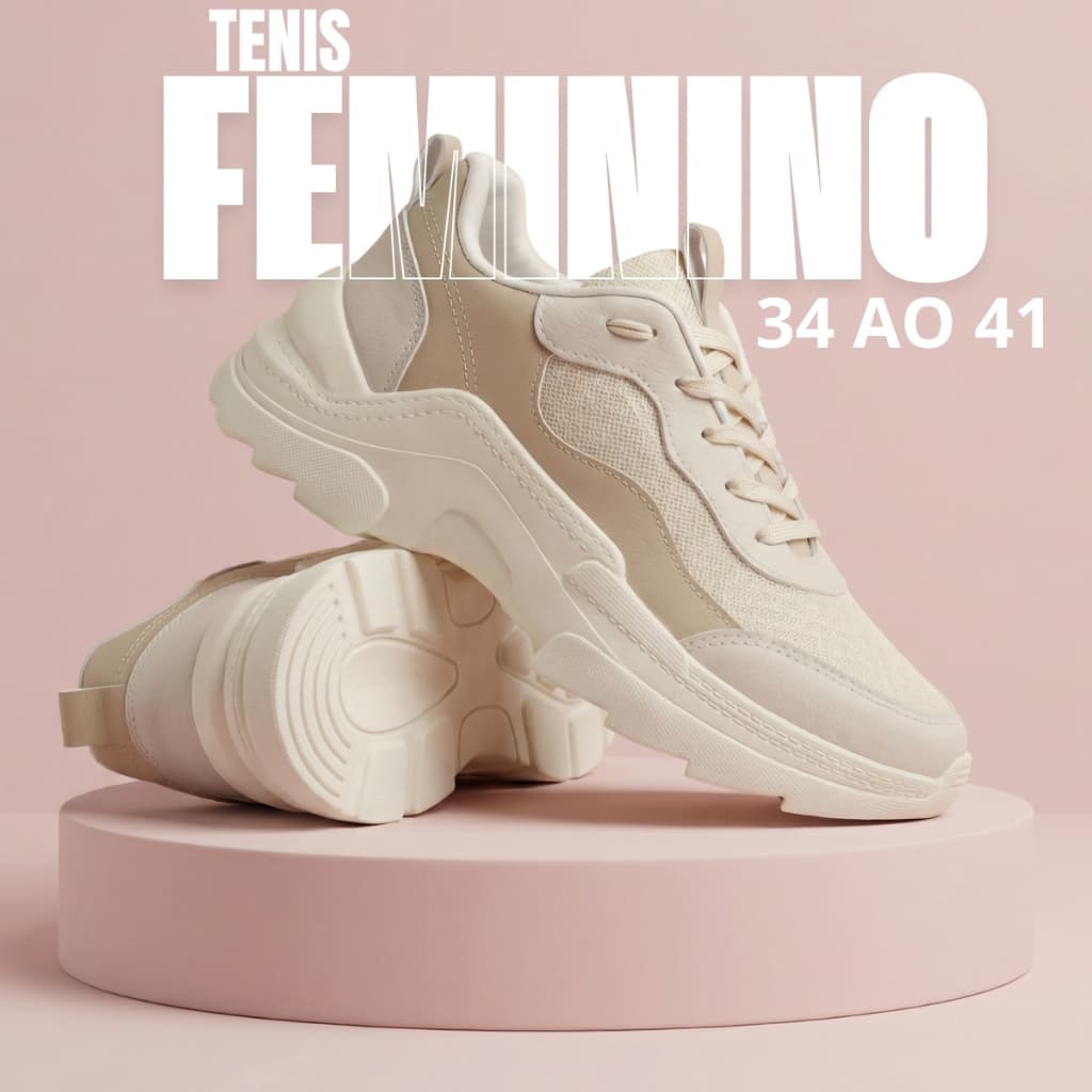 Tênis Feminino Sneaker Tratorado Grade Alta Moderno e Confortável
