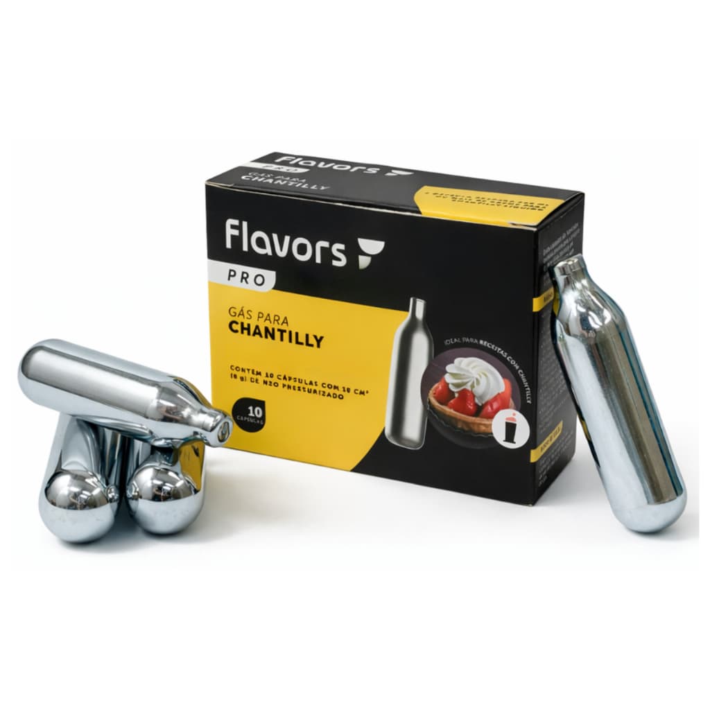 Kit Cápsula de Gás Para Chantilly 20 Unidades Garrafa Sifão Espuma Confeitaria Restaurante