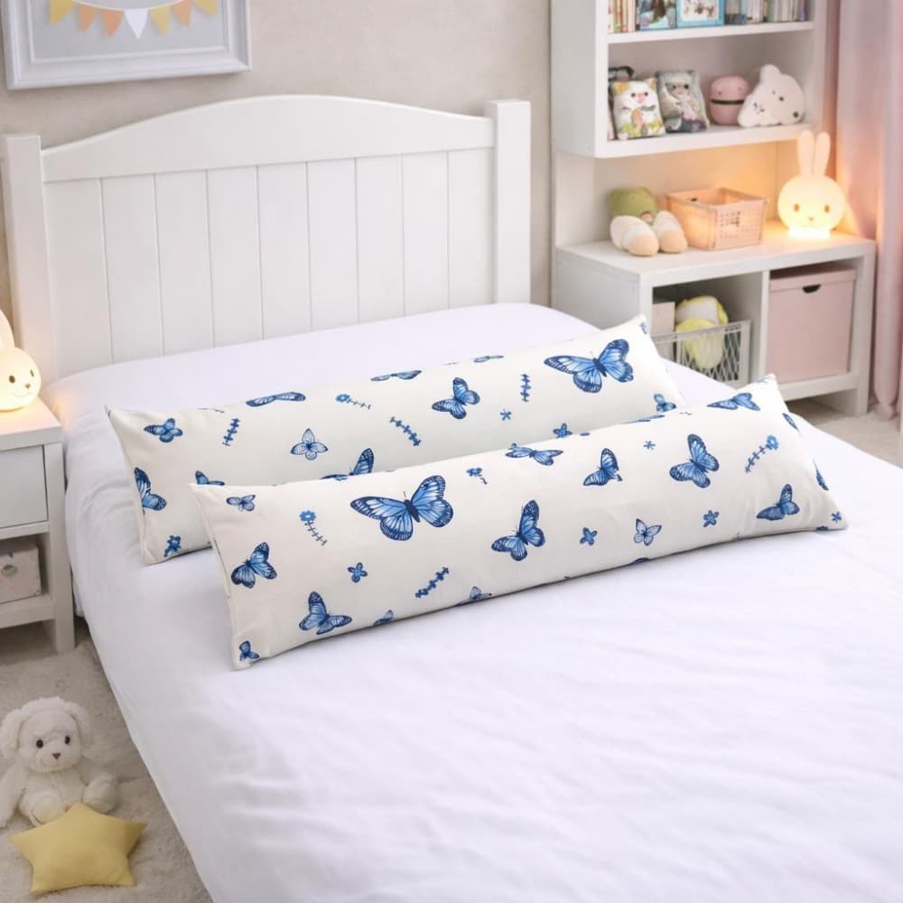 Kit 2 Travesseiro de Corpo Xuxinho da Borboleta 85x25 Enchimento Silicone Luxo Casa Quarto Decoração
