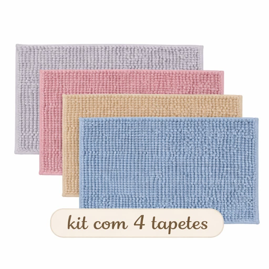 Kit 4 Tapete Banheiro Bolinha Absorvente Antiderrapante Microfibra Macio Barato Saída Box Piso Lindo
