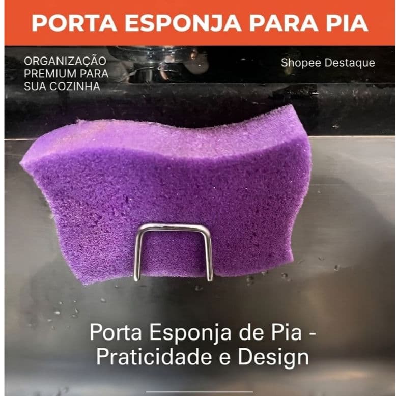 Suporte Esponja Pia E Parede Bucha Lava Louça Cozinha Aço Inox Adesivo Dupla Face 3M Multiuso