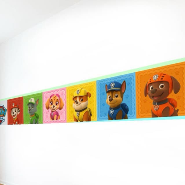 Patrulha Canina Faixa Adesiva de Parede para Quarto Infantil + Nome Personalizado