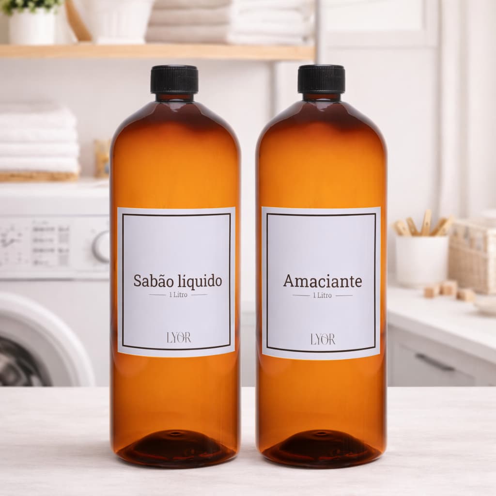 Porta Sabão Líquido ou Amaciante 1L Vintage Lyor | Dispenser Organizador Lavanderia