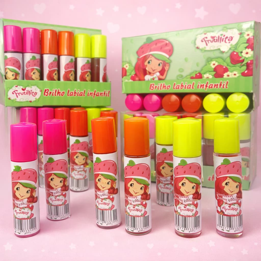 Kit C/6 Brilho Labial Infantil Moranguinho Frutilita