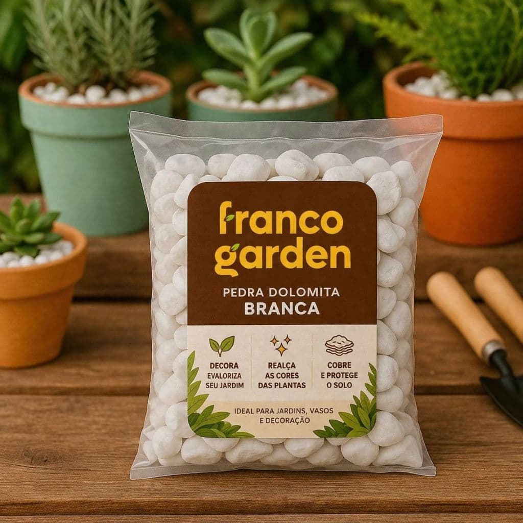 Pedra Dolomita Branca Decorativa Seixo Natural para Vasos, Jardins e Paisagismo Premium