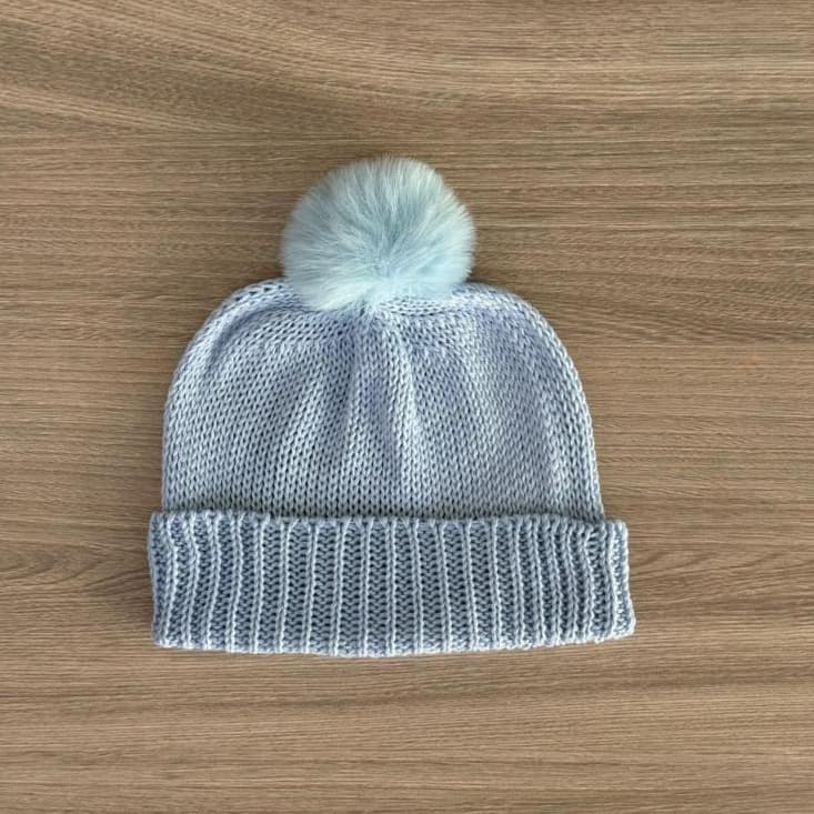 Touca para bebês recém-nascido de tricô com pompom menino/menina