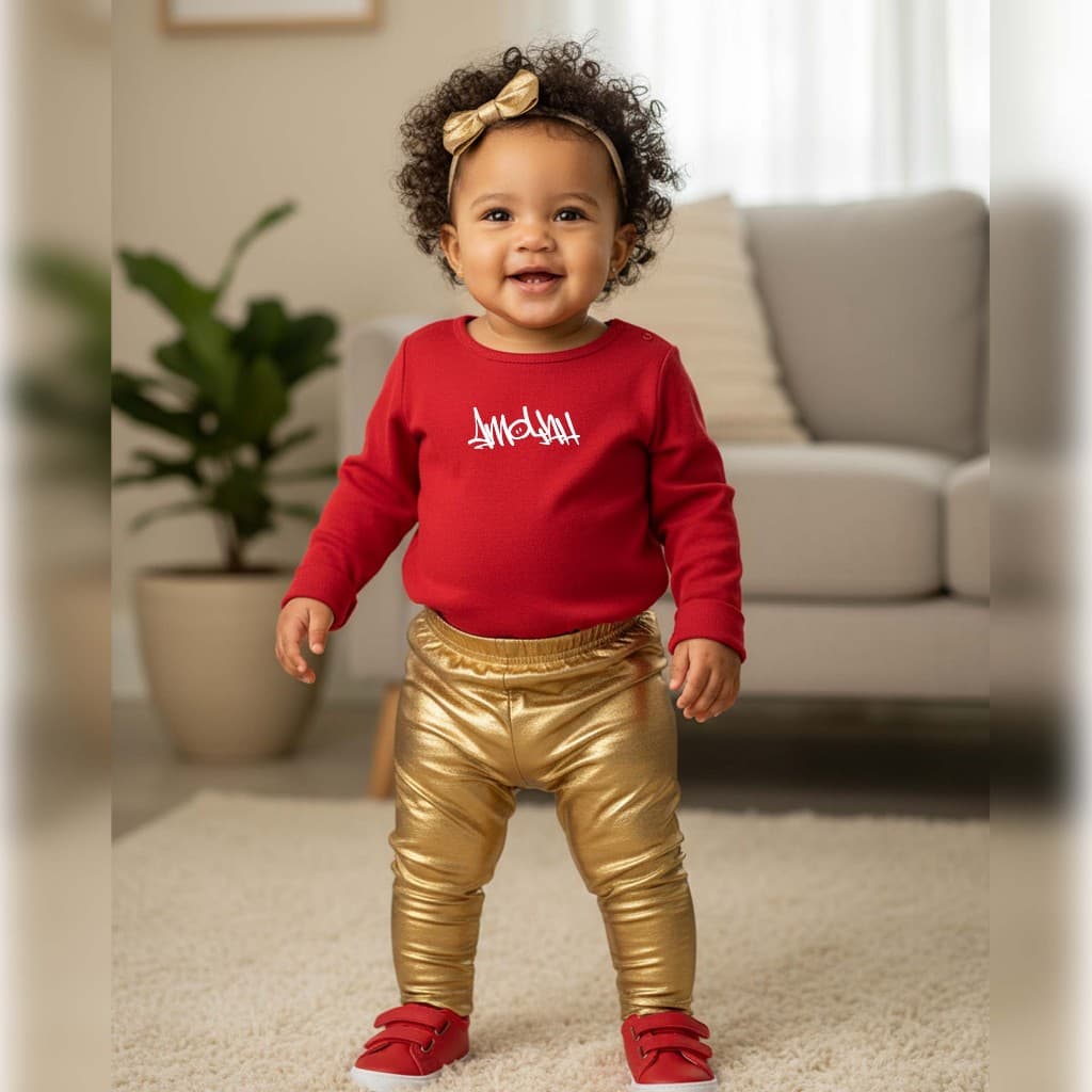 Calça Legging Infantil Metalizada Dourada - Look Blogueirinha