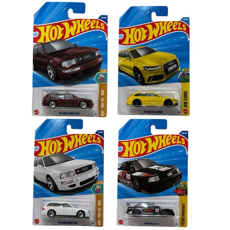 Carrinho Hot Wheels '94 Audi Avant RS2 / Hot Wheels '17 Audi RS 6 Avant / Hot Wheels Audi 90 Quattro