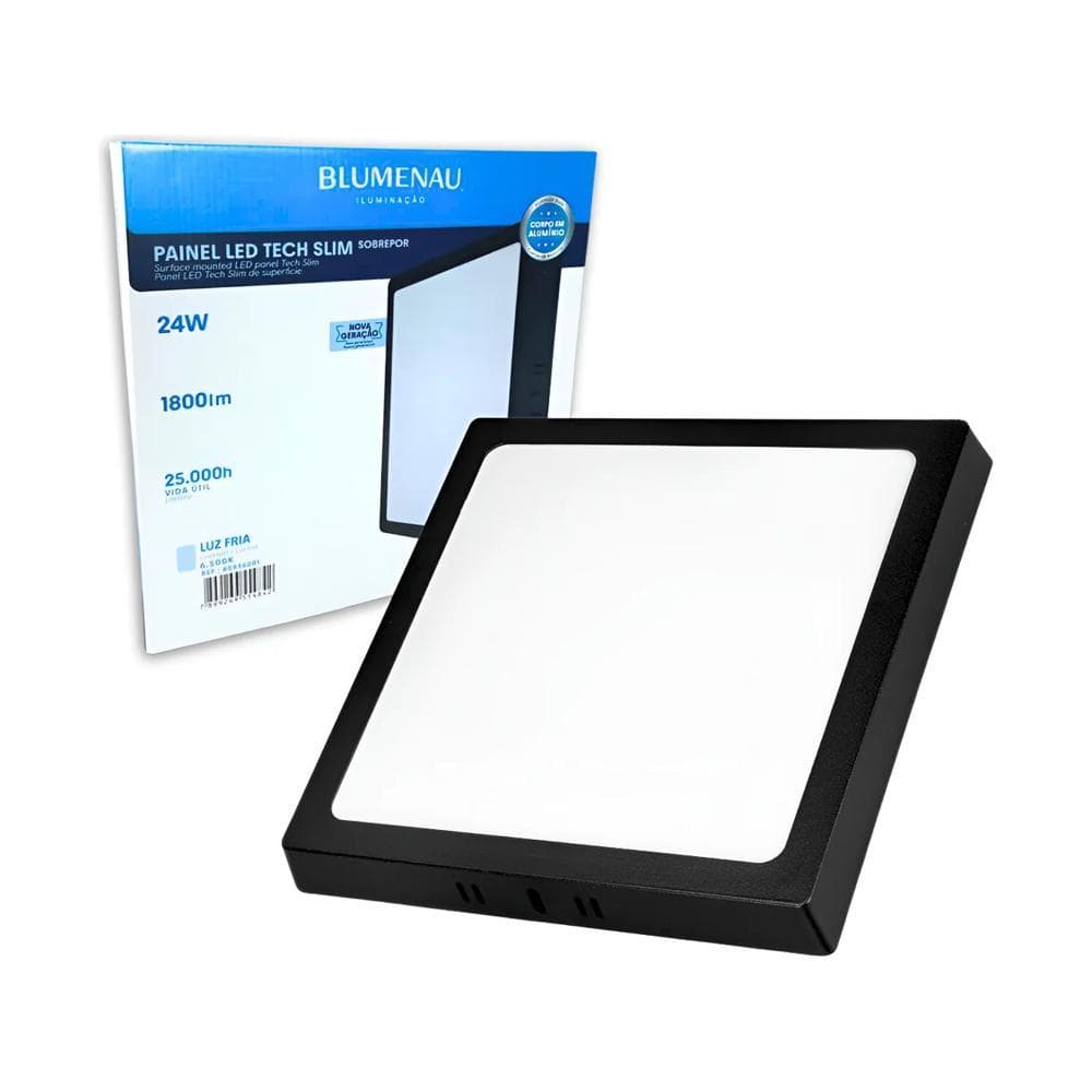 Painel de Led Sobrepor ou Embutir Quad Alumínio 6500K Preto - Blumenau