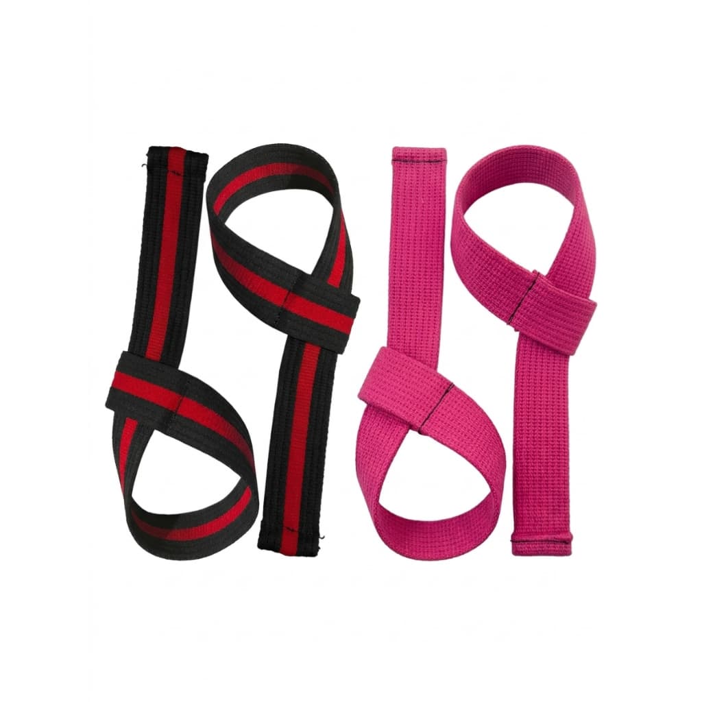Par Fita Luva Strap Musculação Levantamento de Peso LPO Proteção de Pulso DeadLift Preta Vermelha