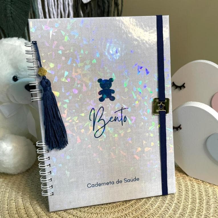 CADERNETA DE SAÚDE VACINAÇÃO PERSONALIZADA LUXO MENINO URSO MINIMALISTA