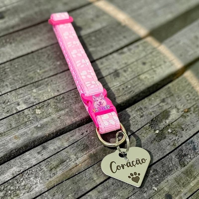 Coleira Gato com Nome Coleira Cachorro Personalizada Coleira Pet mini