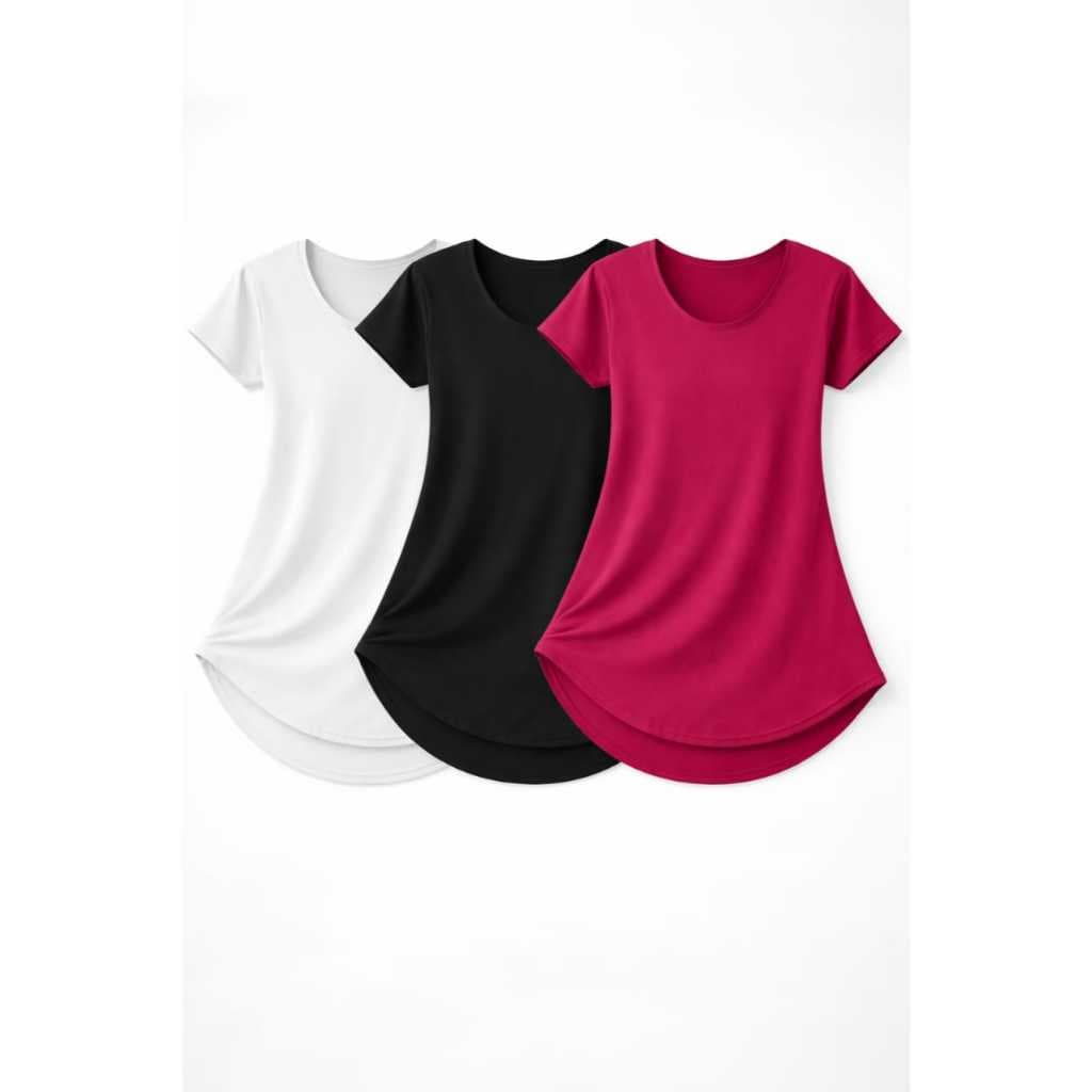 KIT 3 Blusas Feminina long tapa bumbum legging cobre leg Compridas Fitness Academia algodão