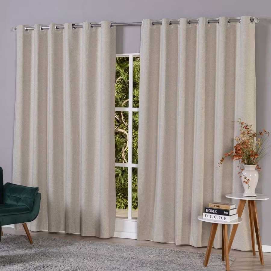 Cortina em Linho 100% Blackout Corta Luz 4,00x2,70 Vedação Linho Linen Look Luxo para Sala e Quarto