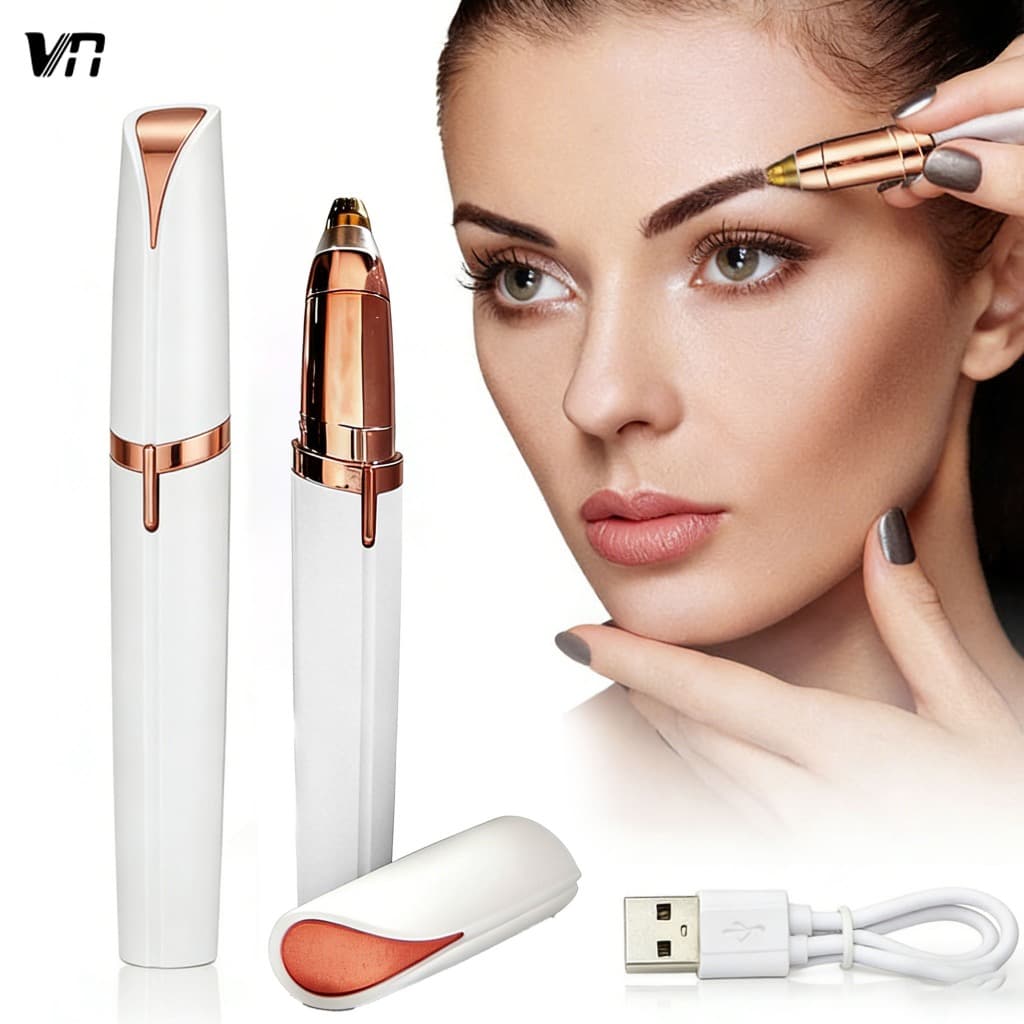 Caneta Depiladora Elétrica Indolor Segura Recarregável USB Portátil Aparadora Sobrancelha Homens e Mulheres XMD