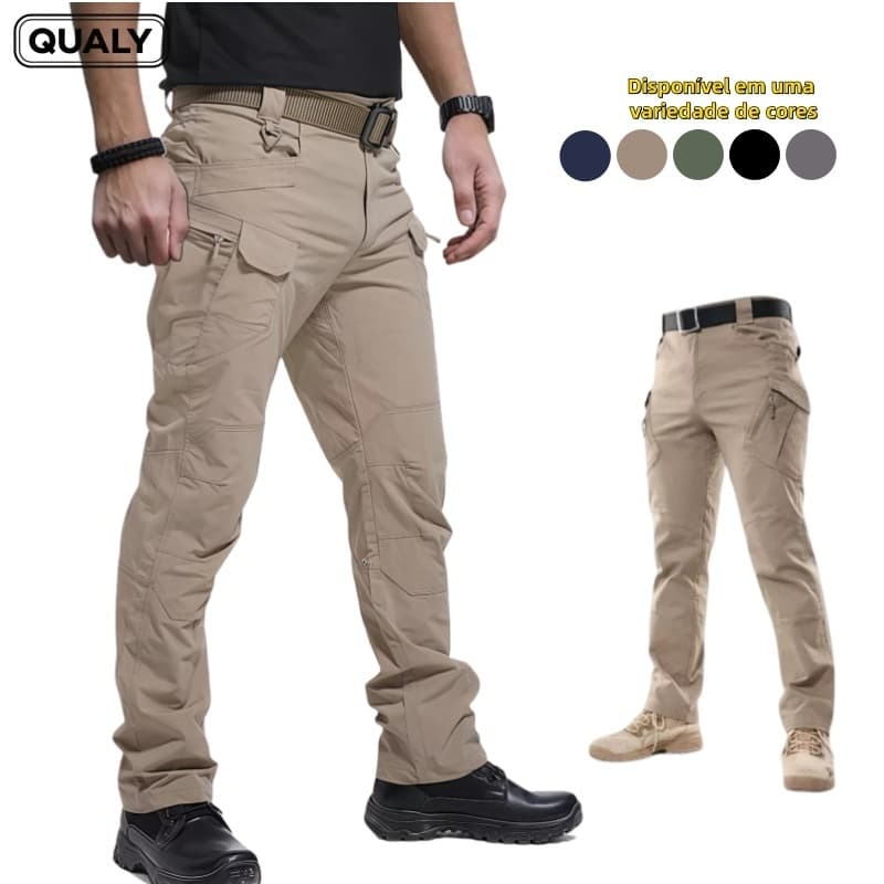 Calça Cargo Militar Masculino Tatica Rip Stop Impermeável Resistente Fora De Esportes Long Hiking Pesca Ar Livre - QUALY