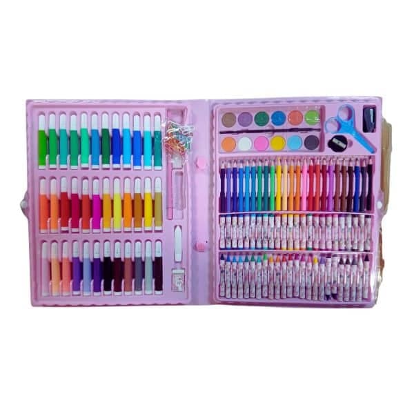 Maleta de Pintura Infantil Menina Unicórnio 150 Peças Kit Escolar Completo Luxo