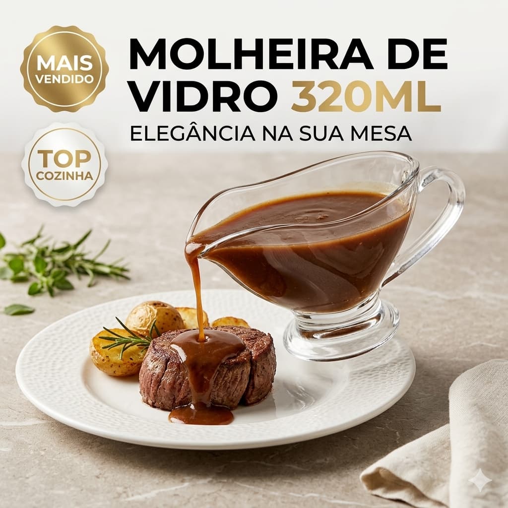 Molheira de Vidro 320ml Elegante – Sirva com Sofisticação