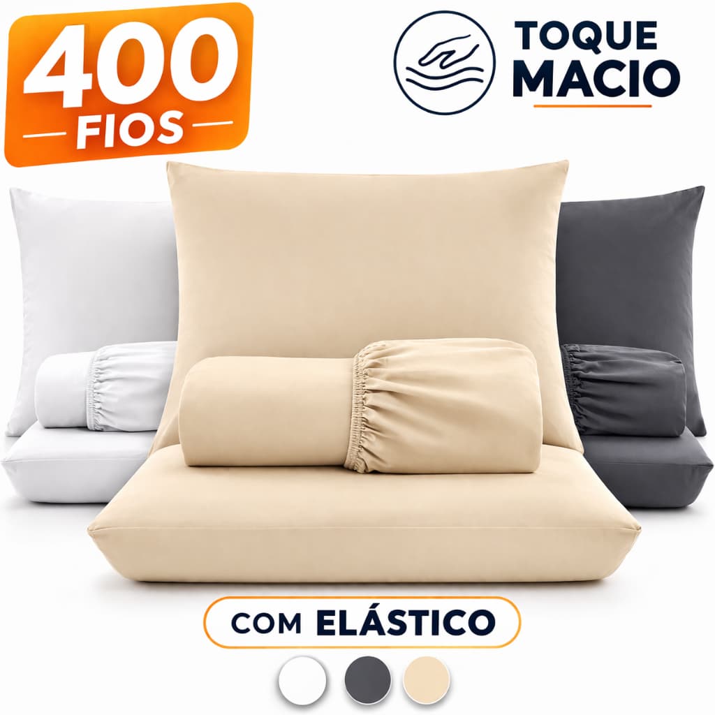 Lençol Micropercal 400 Fios Com Elástico Solteiro Casal Extra Macio Toque Hotel
