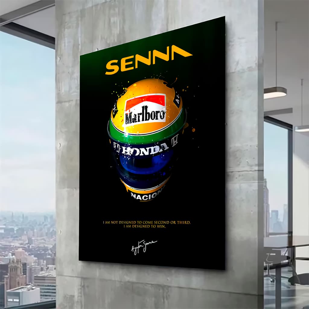 Quadro Decorativo Ayrton Senna Capacete F1 Arte Moderna 1 Peça Alta Qualidade