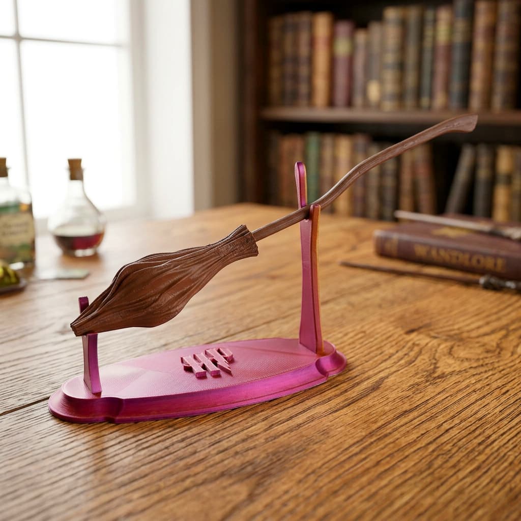 Vassoura Nimbus 2000 Harry Potter com Suporte Vassoura Decorativa Hogwarts Geek Nerd Colecionador