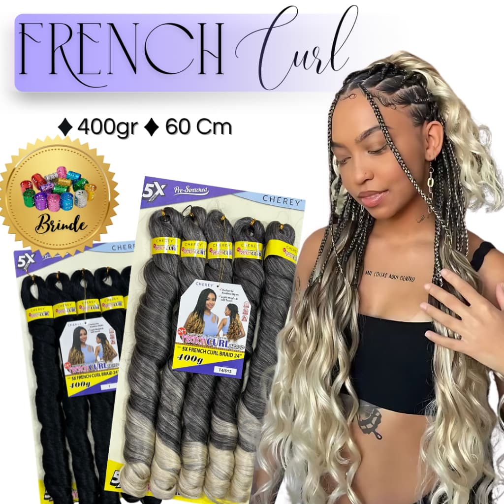 Cherey French Curl Cabelo Liso Ondulado Jumbo Para Trança Pontas Onduladas 60cm 400g