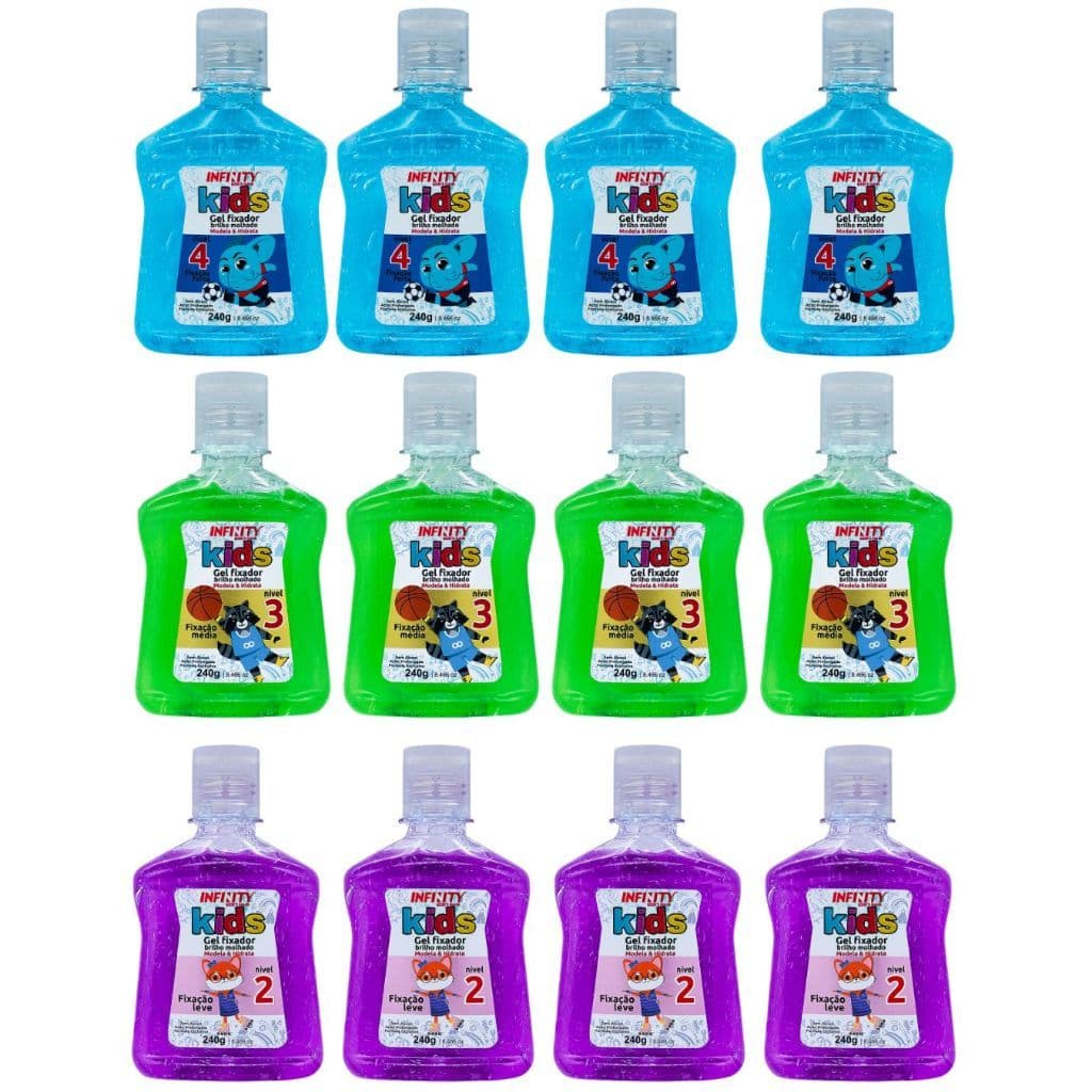 GEL PARA CRIANÇAS 240G  - 12 UNIDADES - INFINITY LOOKS HAIR - LINHA KIDS