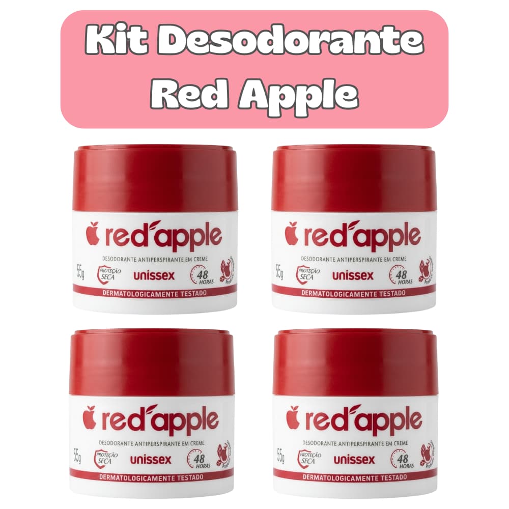 Kit 4 Desodorante creme Red Apple 48 horas