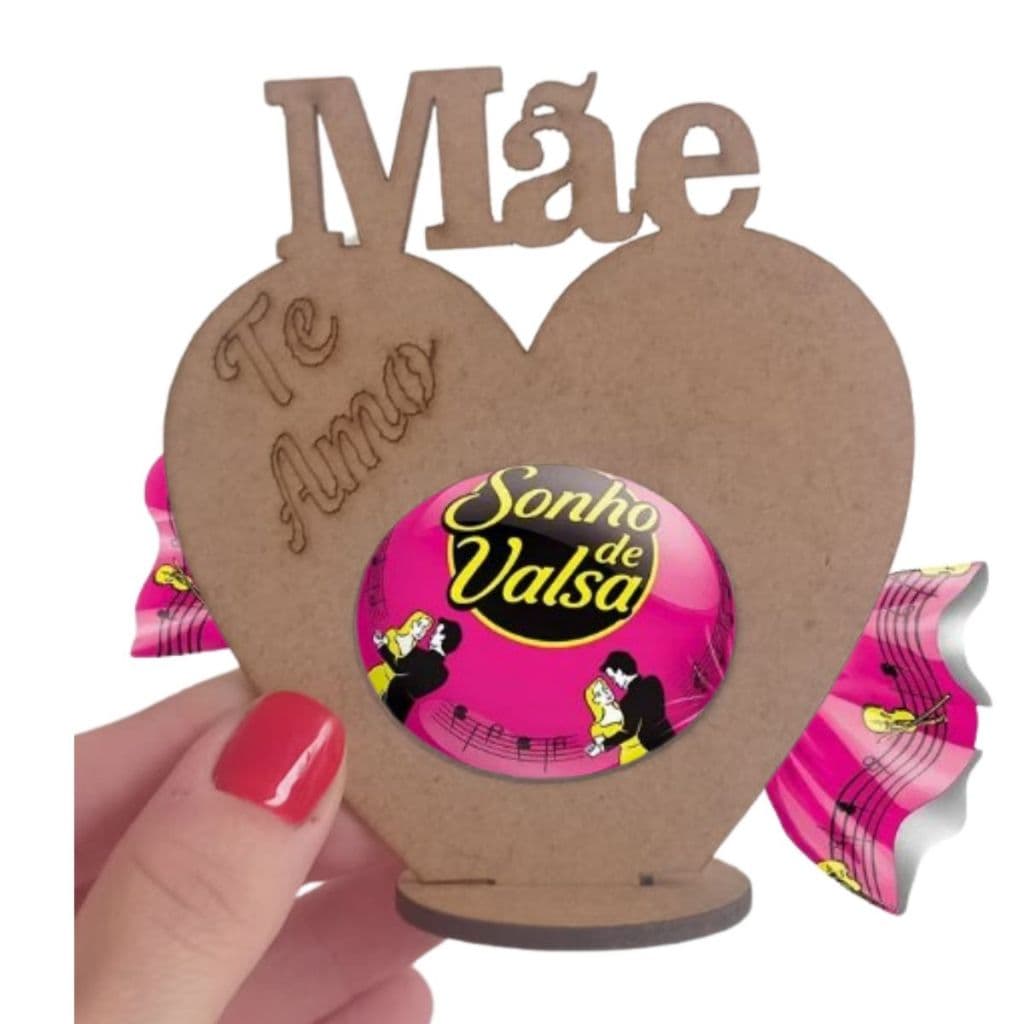 Porta Bom Bom MDF Dia das Mães Coração