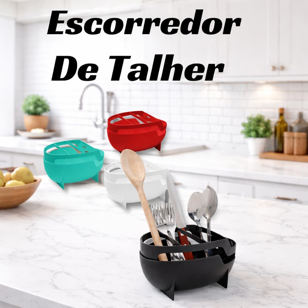 Escorredor de Talher e Utensílios Multiuso em Plástico