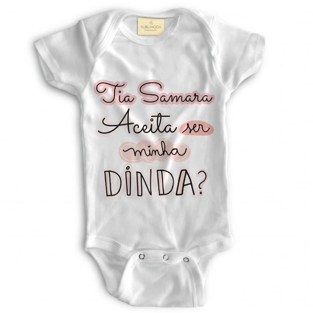 Body Bebê Personalizado "Tia, Aceita Ser Minha Dinda?" – Poliéster e Elastano! 💕👶