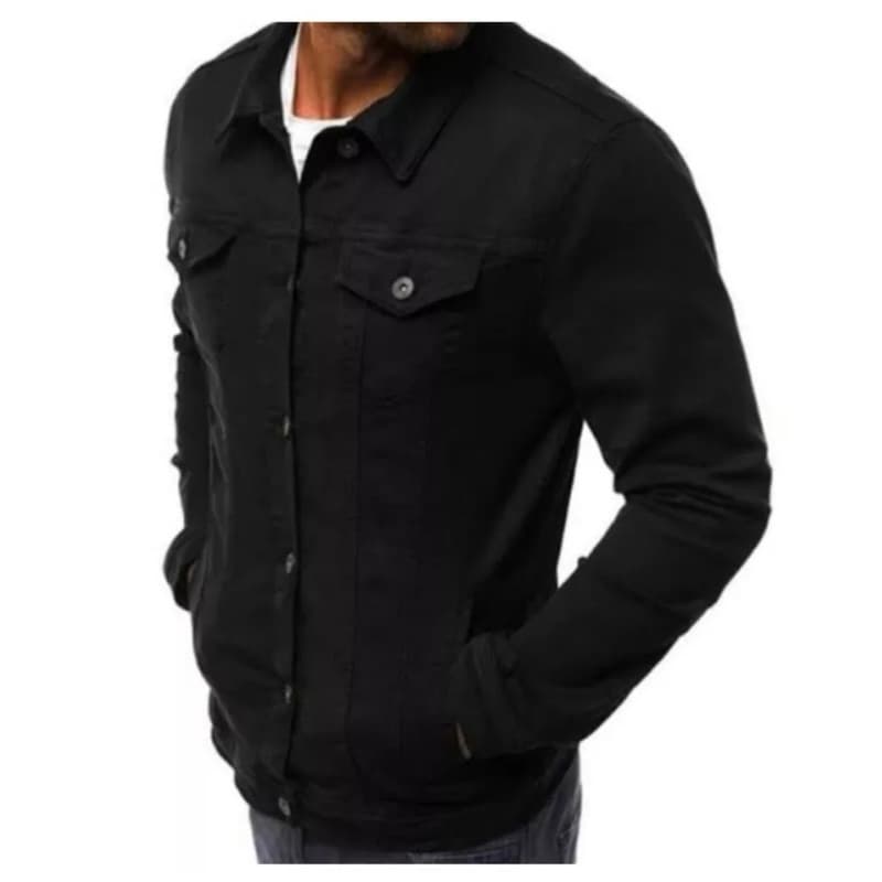 jaqueta masculina preta jeans com lycra