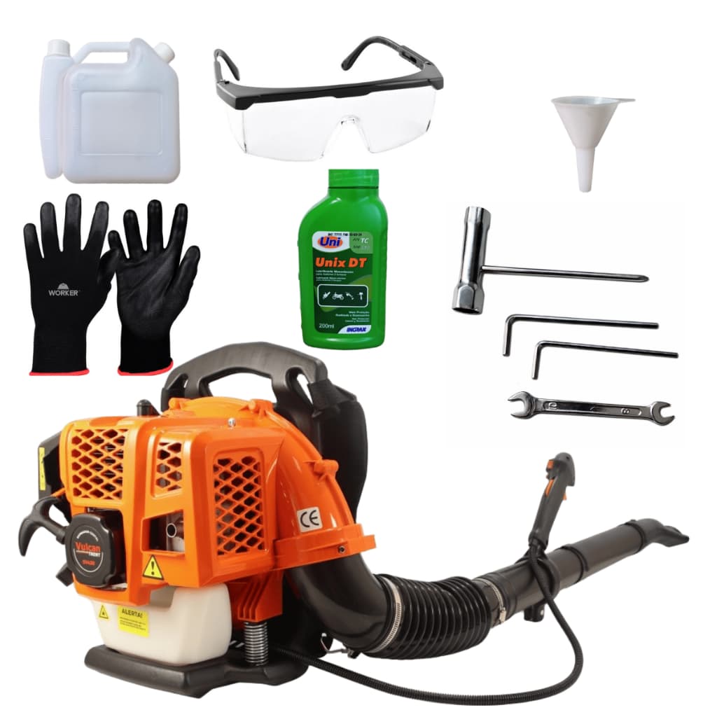Soprador de Folhas Costal para Jardinagem Completa com Kit Luva Óculos e Óleo 2T  43cc Vulcan SV430