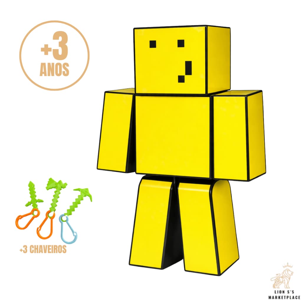 Boneco Gamer Propolis Da Turma do Problems Original Algazarra Amarelo 35cm