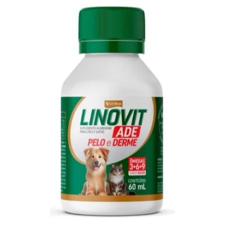 Suplemento Vitamínico Linovit ADE 60ml para Cães e Gatos com Ômegas 3, 6 e 9