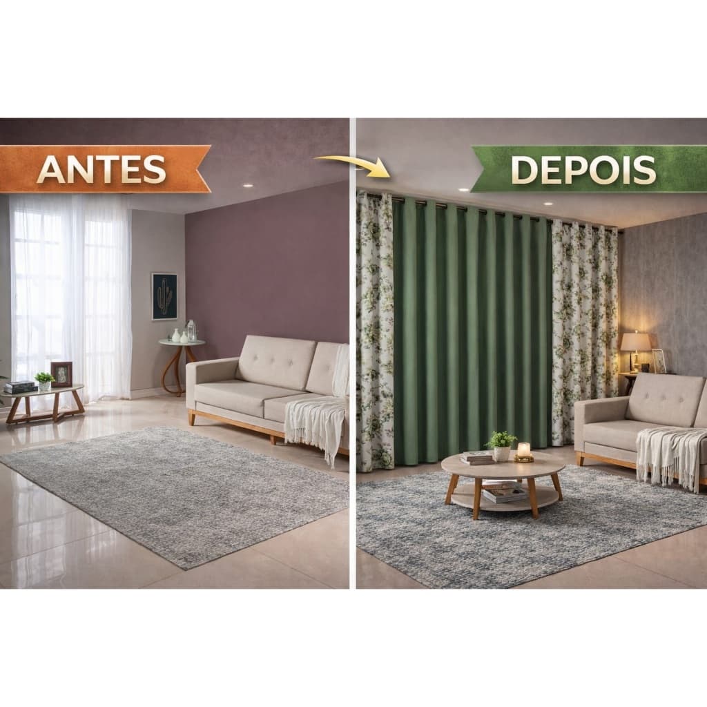 Cortina Sala Grande 4 Metros Parede Inteira  Elegante Premium