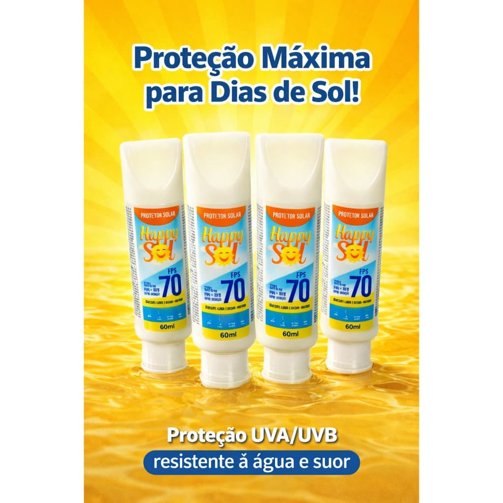 Kit 4 protetor solar happy sol - 60ml 70FPS
