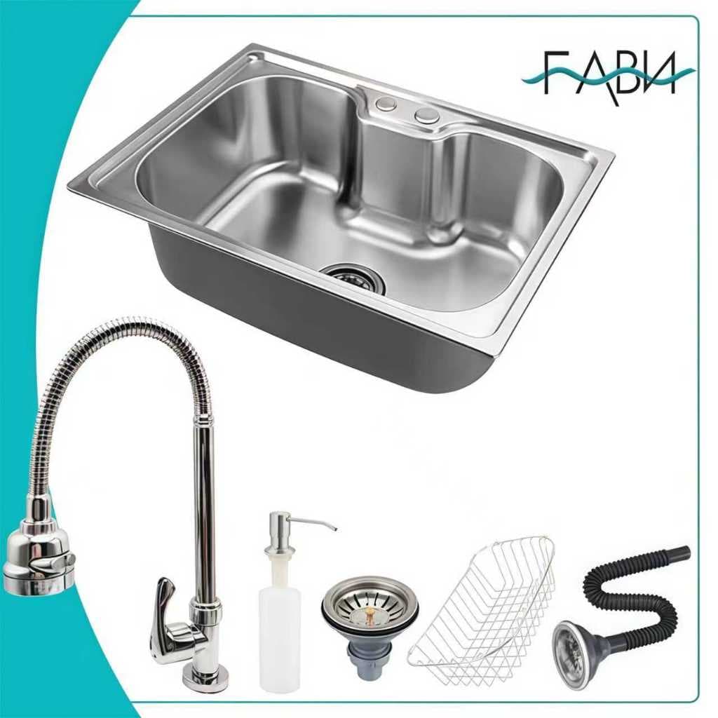 Kit de Cuba Gourmet Aço Inox com acessórios Embutir 60/50×42×21cm
