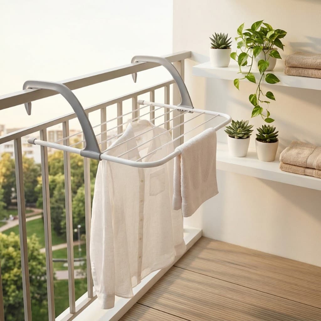 Varal de Janela Portátil Retrátil Dobrável Apartamento Secador Roupas Porta Parede Compacto Prático