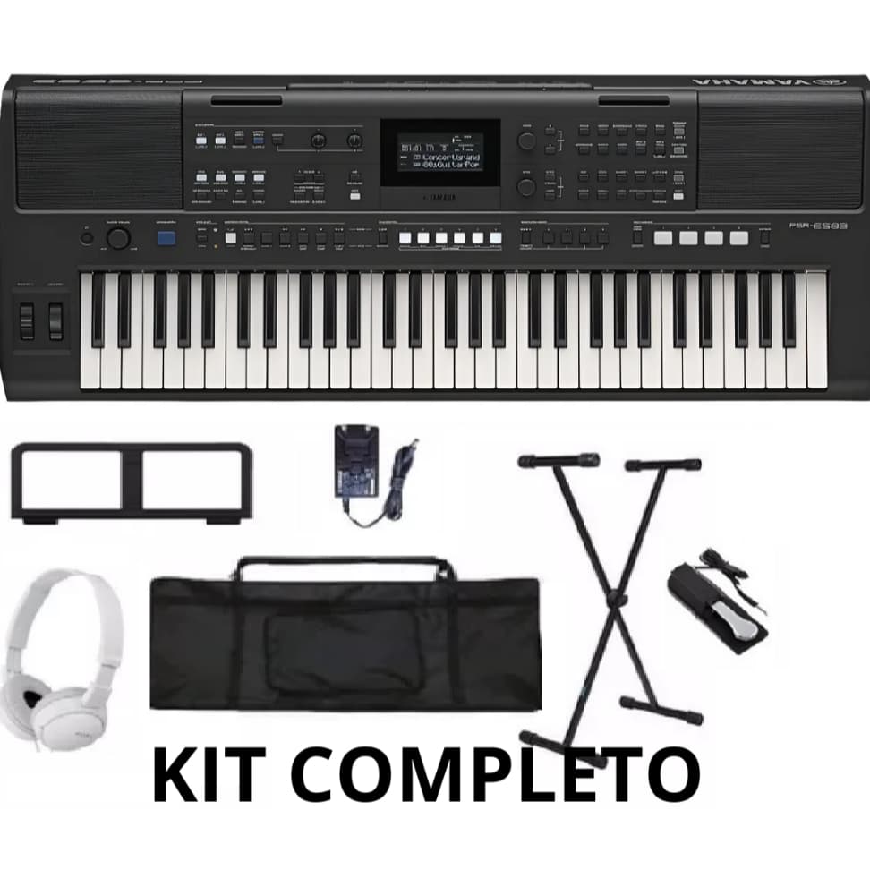 Kit Teclado Musical Original Yamaha Psr E 483 Com Fonte