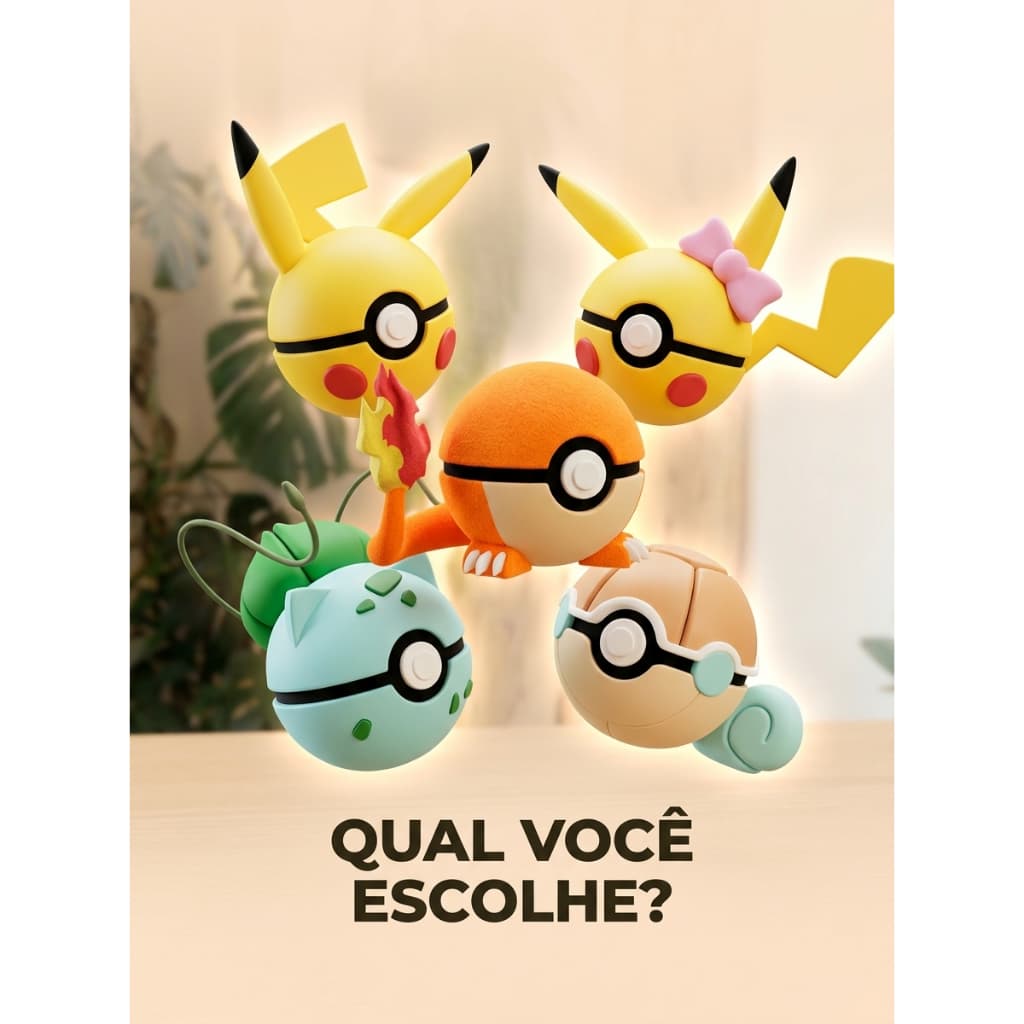 Pokébola Pokémon Decorativa Personalizada Charmander,Squirtle,Bulbasaur,Pikachu Macho/Fêmea colecionável Geek