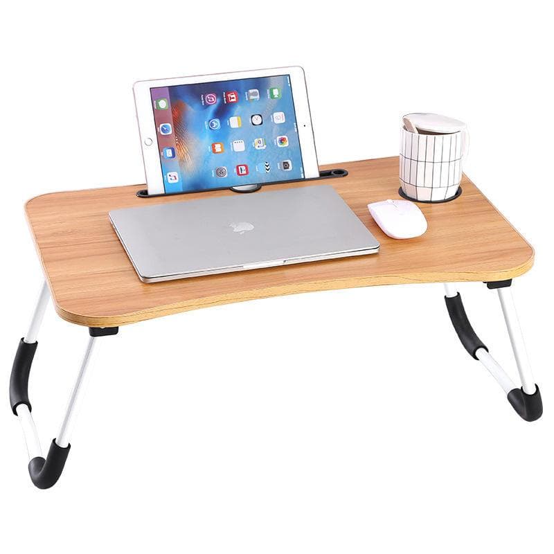 Mesa Dobrável para Notebook com Design Moderno em Bege/Preto