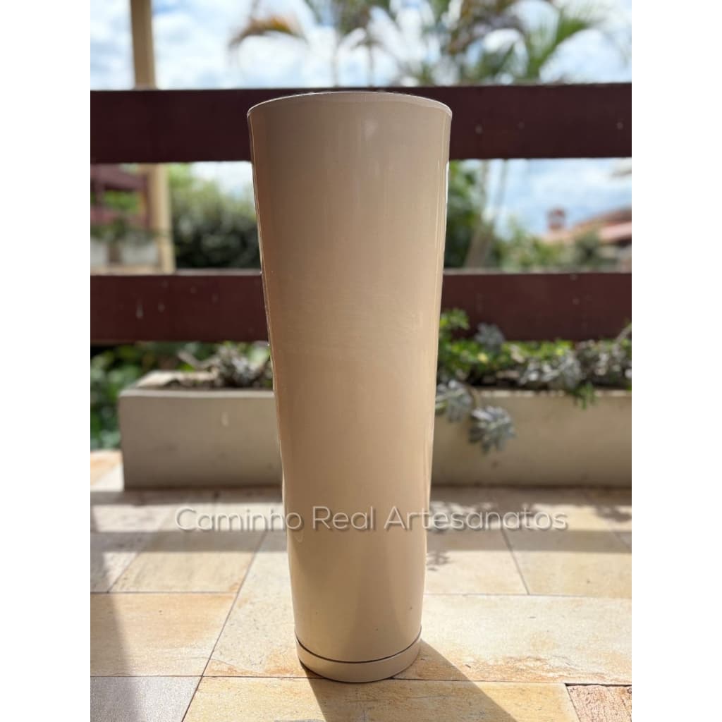 Vaso para Planta 71cm de Altura com Prato Coletor - Vaso Alto de Polietileno Decorativo Sala
