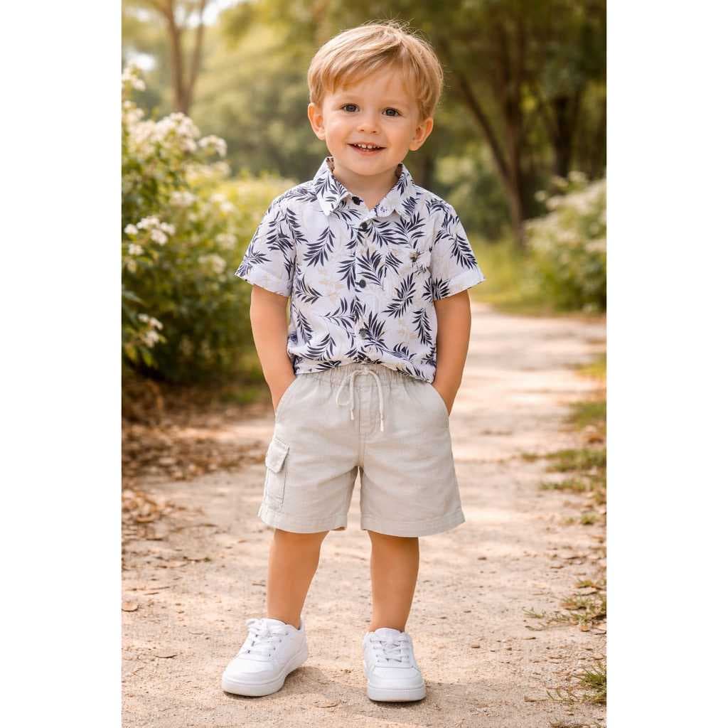 Bermuda  Infantil Jeans Rasgada / Sarja  / Preta  - 2 ao 10