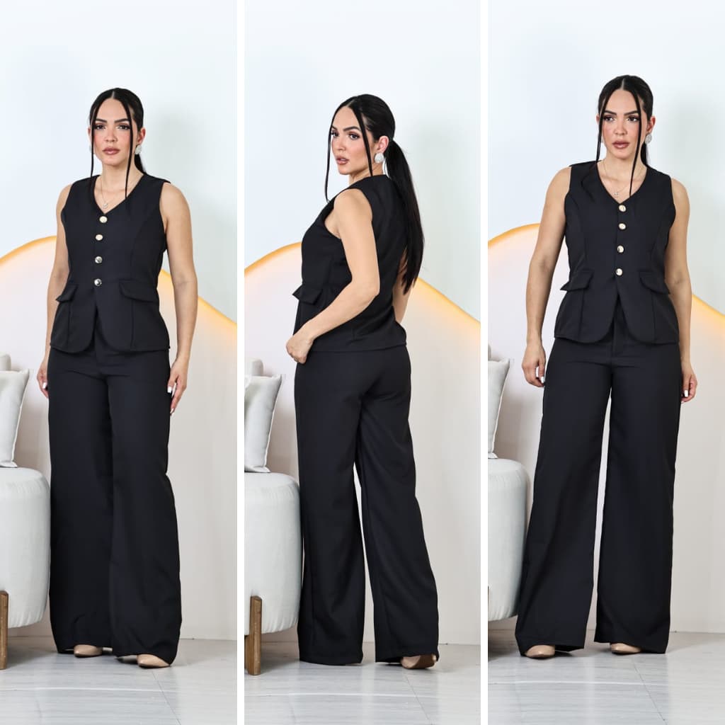 Conjunto feminino  Colete Com Calça Super Elegante E Confortavel tecito luis Twill